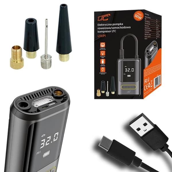 LTC Elektrisk Pump för Cykel/Bil Kompressor 2x2000mAh USB-C