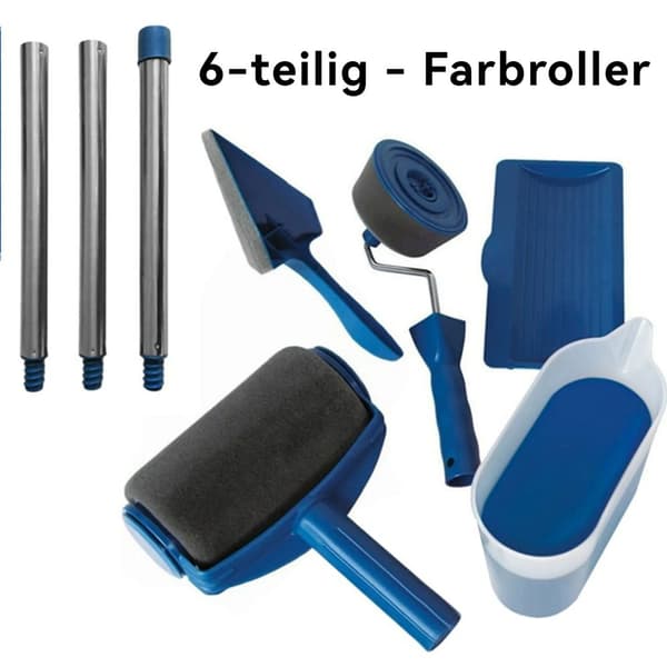 Farbroller Sæt, Professionelt 6-Delt Kit, Ideelt til Præcisionsmaling,Blå