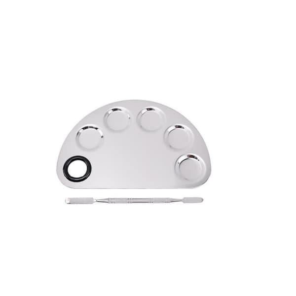 INF Udjævning af overflader Rustfrit stål Makeup Mixing Palette Komfortabelt at gribe 6-hole