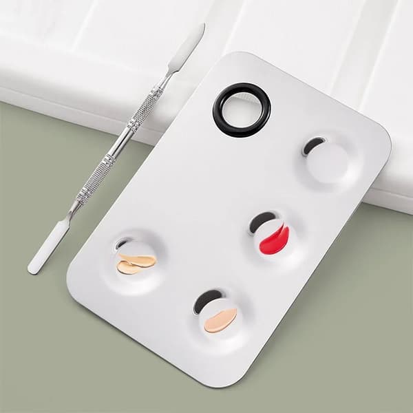 INF Udjævning af overflader Rustfrit stål Makeup Mixing Palette Komfortabelt at gribe 4-hole