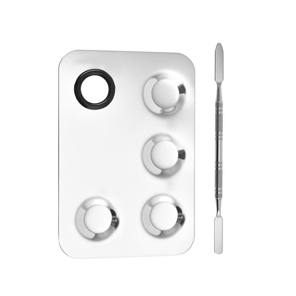 INF Udjævning af overflader Rustfrit stål Makeup Mixing Palette Komfortabelt at gribe 4-hole
