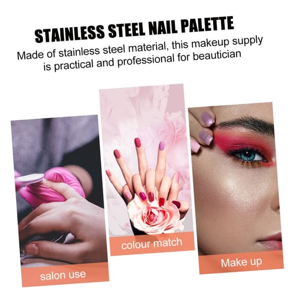 INF Utjevning av overflater Rustfritt stål Makeup Mixing Palette Komfortabelt å gripe 4-hole