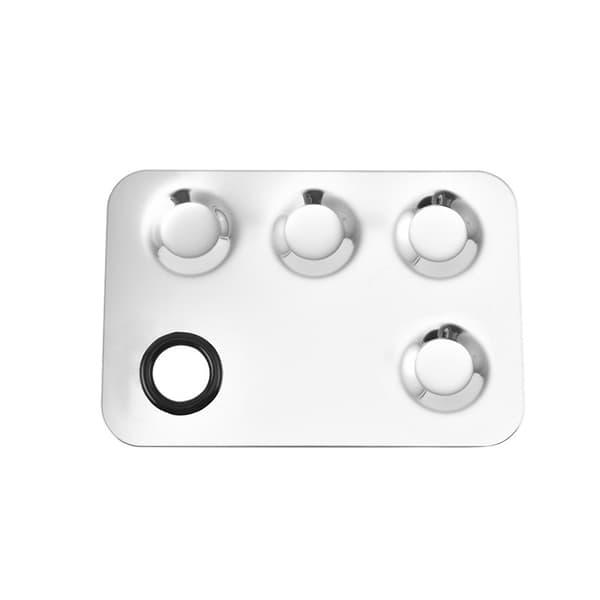 INF Utjevning av overflater Rustfritt stål Makeup Mixing Palette Komfortabelt å gripe 4-hole