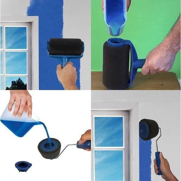 Seamless Paint Roller Kit - Vägg/tak/Dörrmålning - Blå