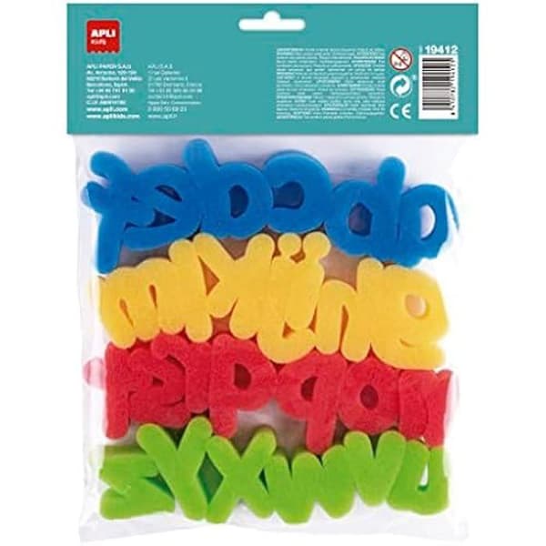 Skumstämplar - APLI KIDS - Små bokstäver - 26 bokstäver - 45 mm - Kreativ målning