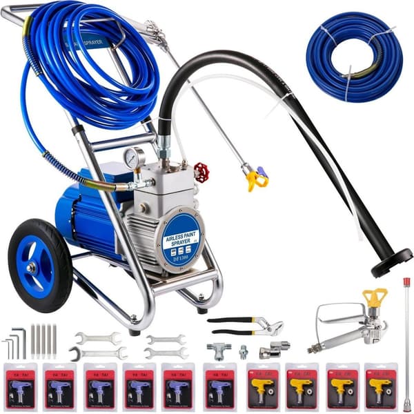 Kommersiell 1500W 4 L/min elektrisk högtrycksspruta med vagn, justerbart tryck