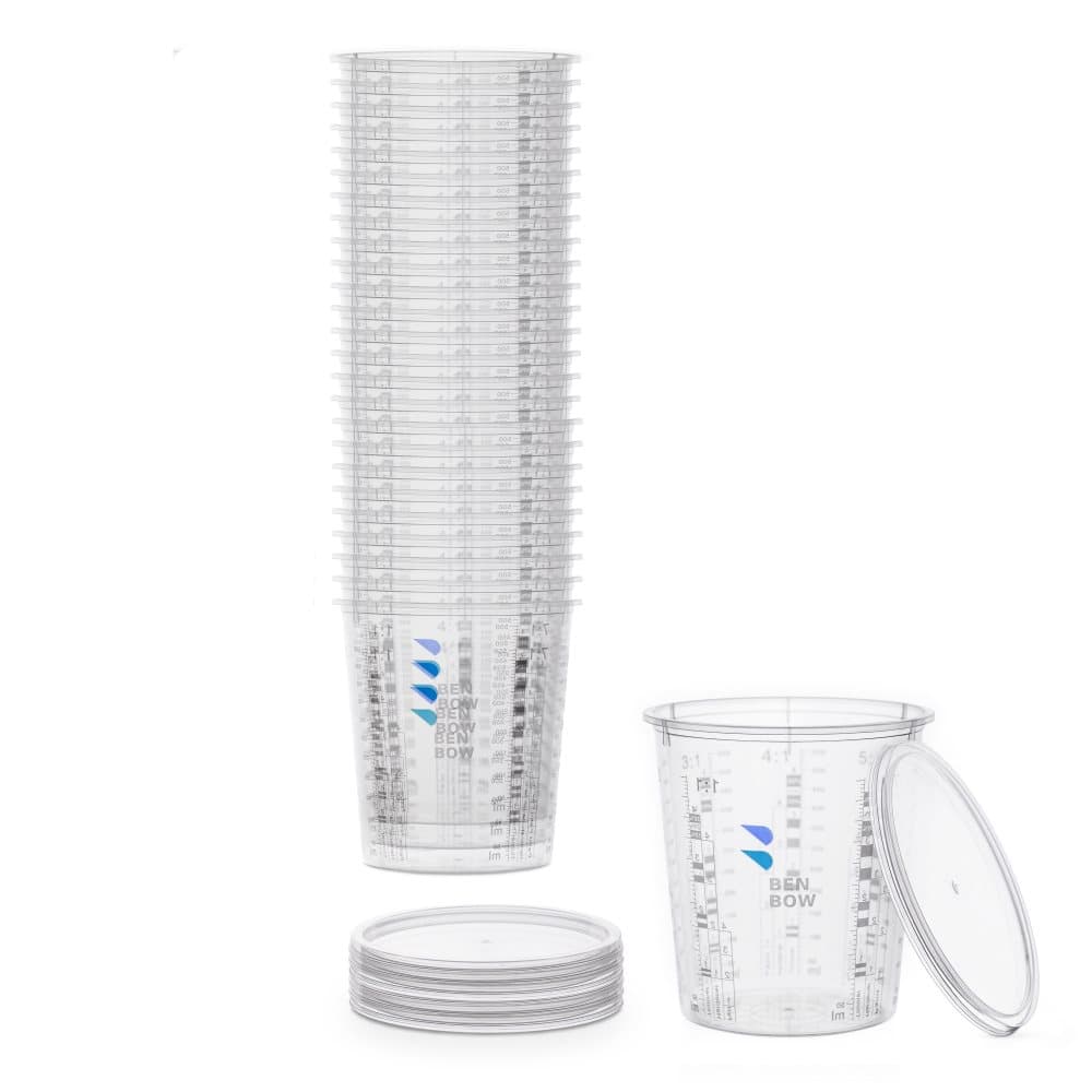 BenBow Professional Mätkoppar 25x 1370ml med 3x Lock Multi Graduation Graduated Cups Målarbägare Målarbägare Blandningskoppar