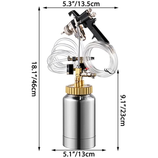 2L kommersiell färgtryckskärl med 1,8 mm munstycke, tryckmätare och vätsketrycksregulator, högkvalitativt material, säkert, stabilt, justerbart flöde