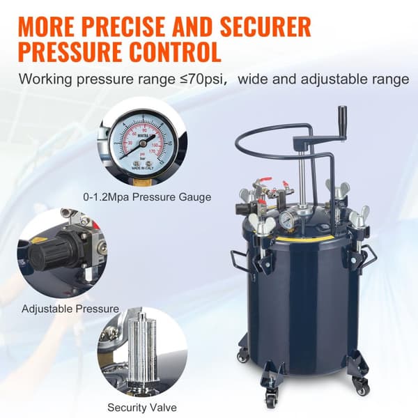 30L 0-70 psi justerbar manuell sprayfärg trycktank, stor kapacitet, utmärkt tätningsprestanda, säker att använda, bred applikation