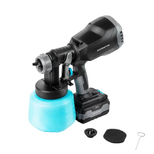 Cecotec Battery spray gun, with 20 V and 4000 mAh battery, 1000-ml tank, 70 DIN/s maximum viscosity, 700 ml/min paint flow and 1.80-mm and 2.6-mm int