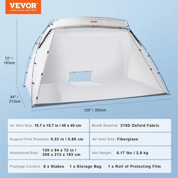 Transportabel malingstelt, foldbart design, spraymaleri-telt, 10x7x6ft