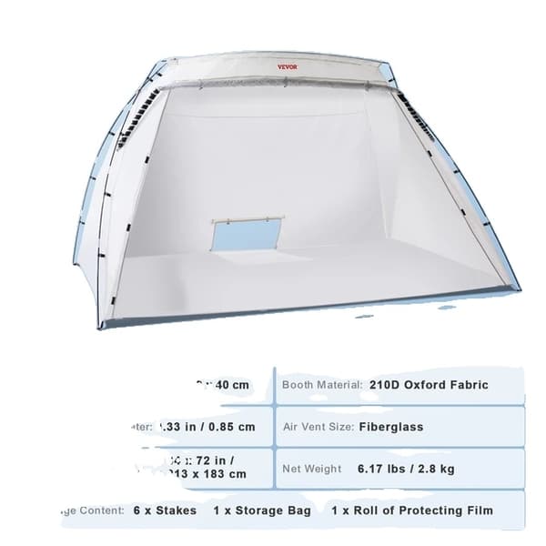Transportabel malingstelt, foldbart design, spraymaleri-telt, 10x7x6ft