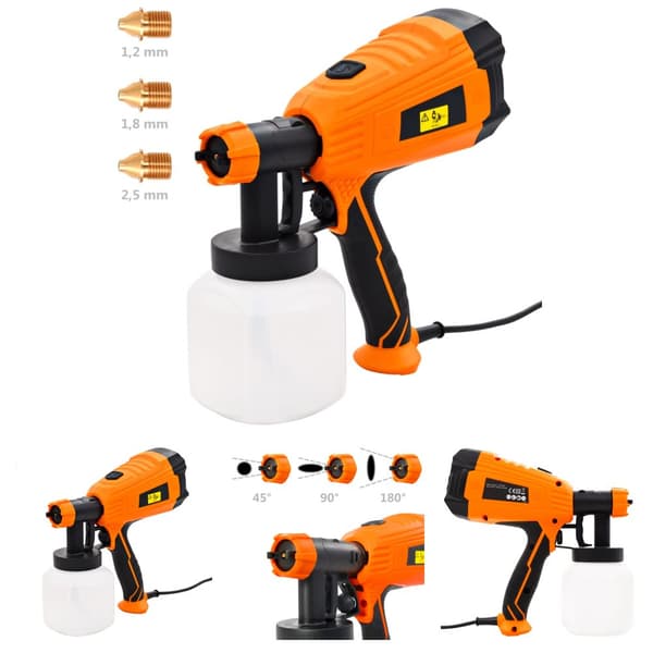 The Living Store Elektrisk färgsspruta med 3 munstycksstorlekar 500 W 800 ml -  Färgsprutor