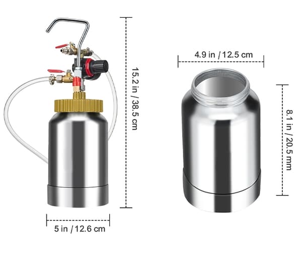 0-45 psi justerbar 2L bärbar färgtank med 1,8 mm sprutpistol, 3m slang, uppgraderad tätning