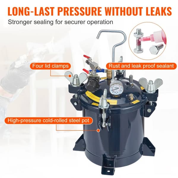 0-70psi 10L färgtryckskärl för hartsprodukter, sprayfärgstrycktank, dubbelventildesign, uppgraderad tätning
