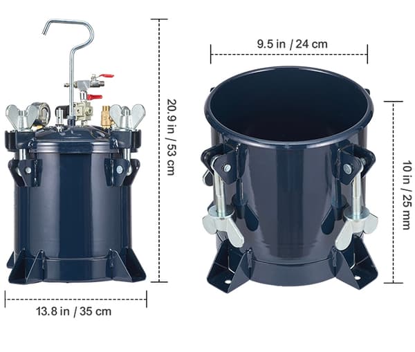 0-70psi 10L färgtryckskärl för hartsprodukter, sprayfärgstrycktank, dubbelventildesign, uppgraderad tätning
