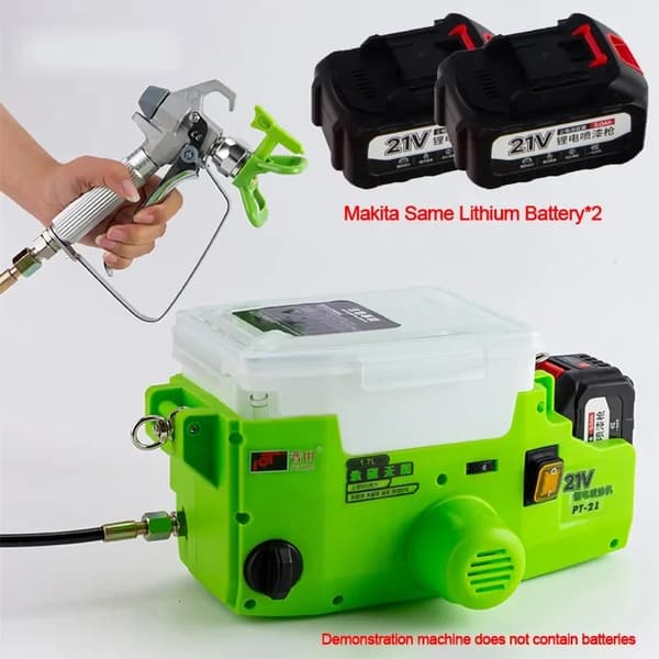 Elektrisk Airless Malersprøjte, 1,7L Kapacitet, 21V Batteri Inkluderet,med 2 stk. batterier