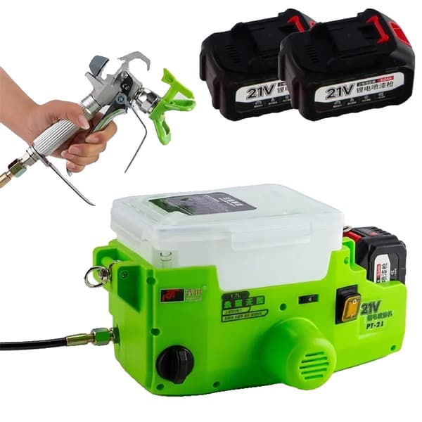 Elektrisk Airless Malersprøjte, 1,7L Kapacitet, 21V Batteri Inkluderet,med 2 stk. batterier