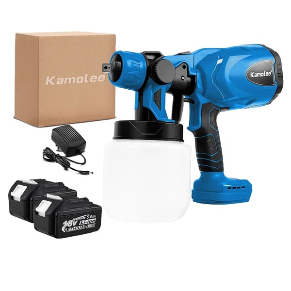 Kamolee Trådlös Elektrisk Färgspruta, 800 ml Koppvolym, 30 000 RPM Hastighet,EU-kontakt, 2x5.0Ah Batteri