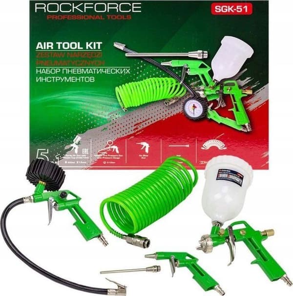 Rockforce - RF-SGK-51 - Sprututrustning med övre tank 600 ml + tillbehör - 5 delar.