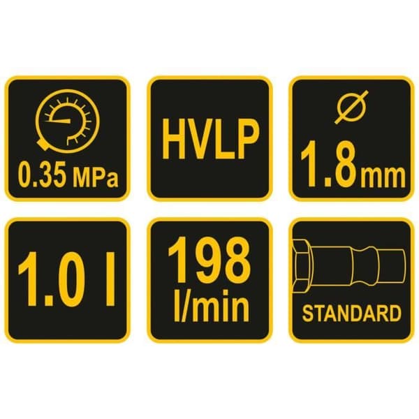 VOREL HVLP sprutpistol med 1000 ml vätskekopp