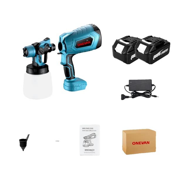 Elektrisk färgspruta, 1500W motor, 1200 ml/min flödeshastighet,2 batteriset