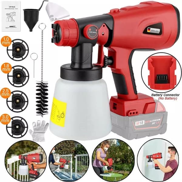 200W sladdlös färgsprutpistol för Milwaukee 18v batteri borstlös motor 800ML