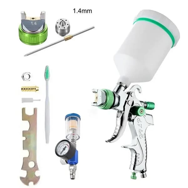 HVLP-suihkupistooli, säädettävä suuttimen koko, suuri 600 ml:n kupin kapasiteetti,1.4mm Set B
