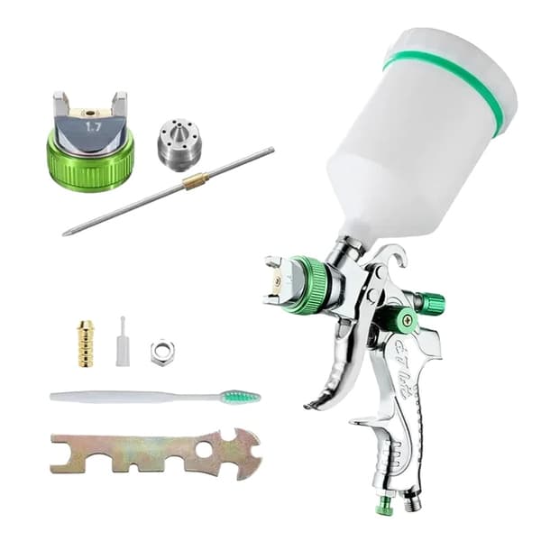 HVLP Spray Gun, Justerbar Dyse Størrelse, Stor 600ml Beholderkapacitet,1.7mm Sæt A