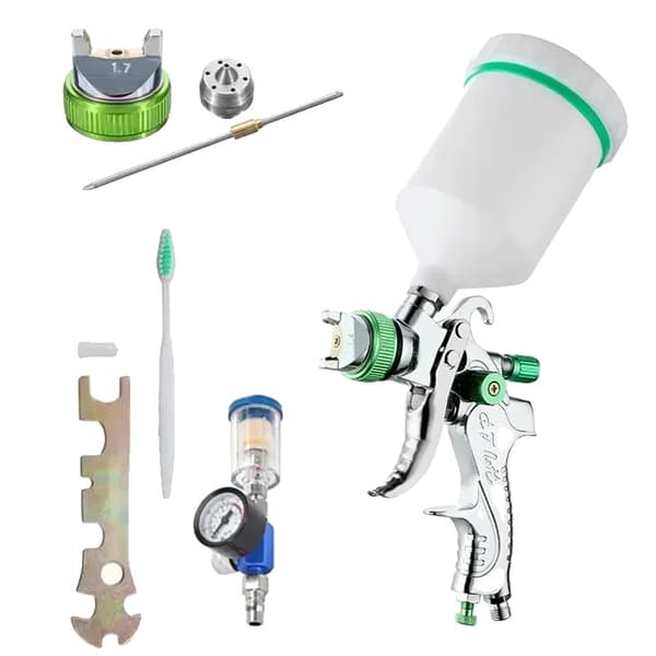HVLP Sprutpistol, Justerbar Munstycksstorlek, Stor 600 ml Koppkapacitet,1.7mm Set B