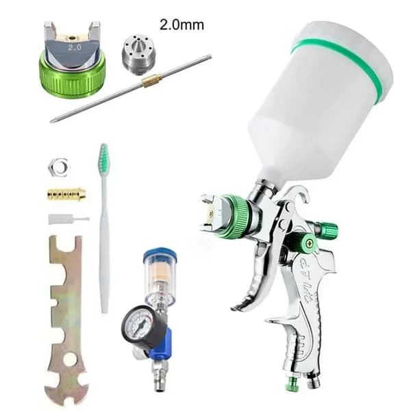 HVLP Sprutpistol, Justerbar Munstycksstorlek, Stor 600 ml Koppkapacitet,2.0mm Set B