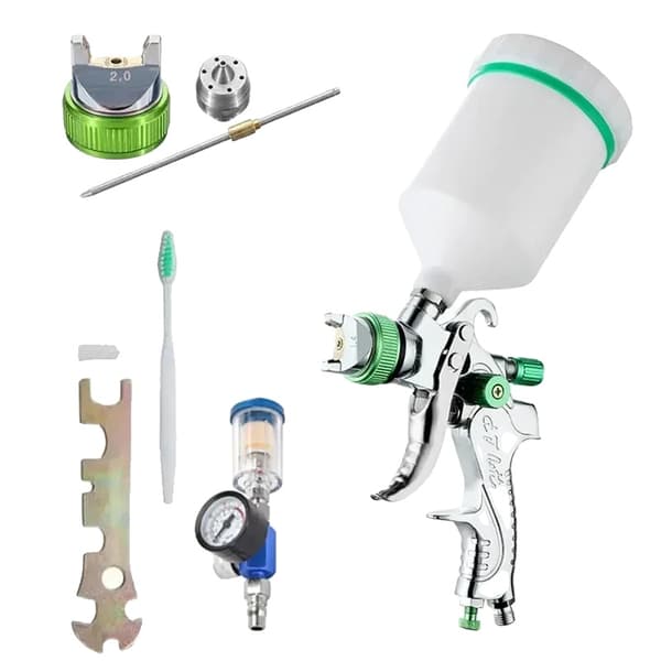 HVLP Sprutpistol, Justerbar Munstycksstorlek, Stor 600 ml Koppkapacitet,2.0mm Set B