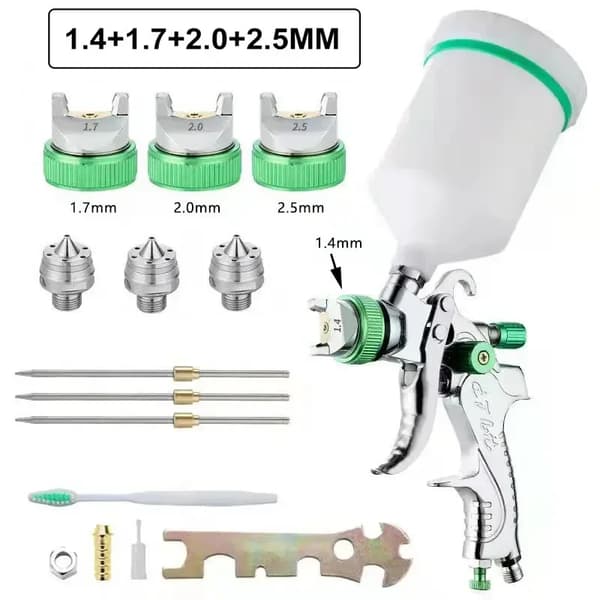 HVLP Spray Gun, Justerbar Dyse Størrelse, Stor 600ml Beholderkapacitet,Komplet Sæt A