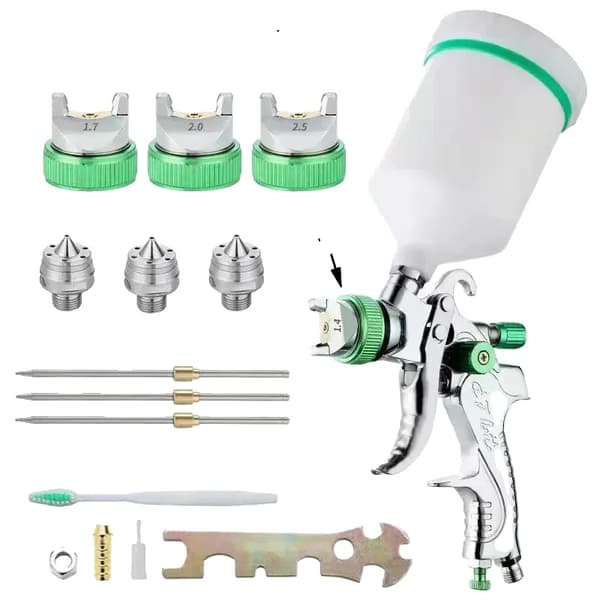 HVLP Spray Gun, Justerbar Dyse Størrelse, Stor 600ml Beholderkapacitet,Komplet Sæt A
