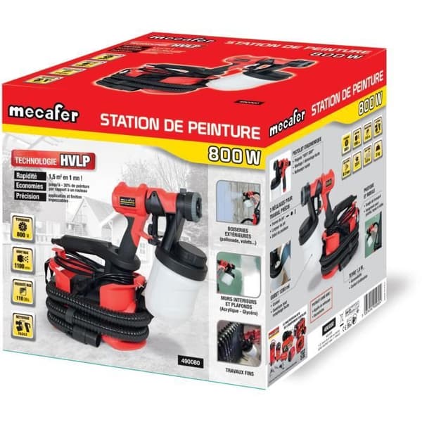 MECAFER HVLP elmålningsstation - 800W - 1100 ml/min - 110 DIN/sek - Lågt tryck