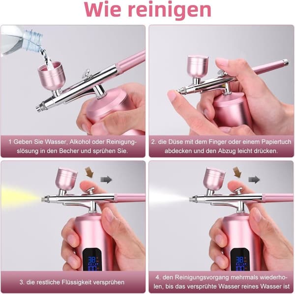 Lollanda Airbrush Machine – Langaton ruiskupistoolisarja USB-latauksella ja 3 nopeustilalla, kynsitaiteeseen, kakun koristeluun ja maalaukseen