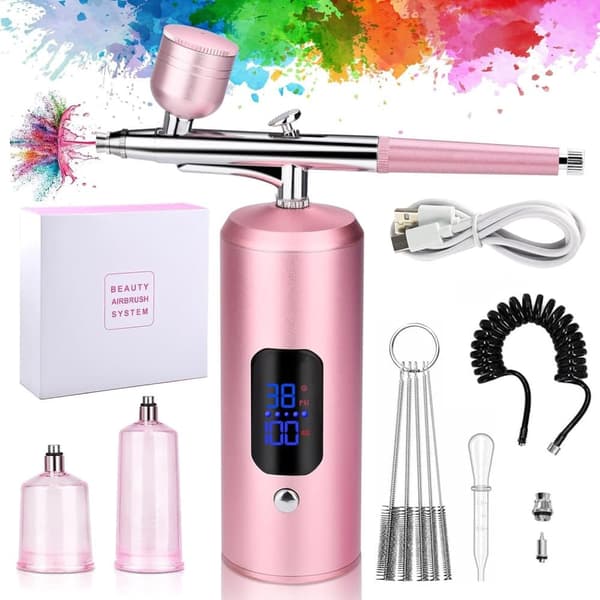 Lollanda Airbrush Machine – Langaton ruiskupistoolisarja USB-latauksella ja 3 nopeustilalla, kynsitaiteeseen, kakun koristeluun ja maalaukseen