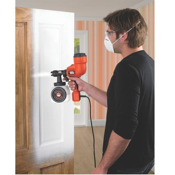 BLACK+DECKER 400W lågtryckssprutpistol för färg - orange och svart - påfyllningssystem för hinksidan