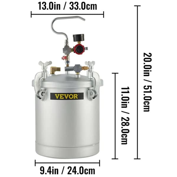 Tryckmålarspruta, 10L kapacitet, 45-60 PSI driftstryka, ergonomisk sprutpistol