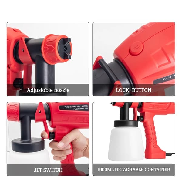 Elektrisk Spraypistol, 1000 ml Kapacitet, 700 W Effekt, 800 ml/min Sprayhastighed,EU-stik