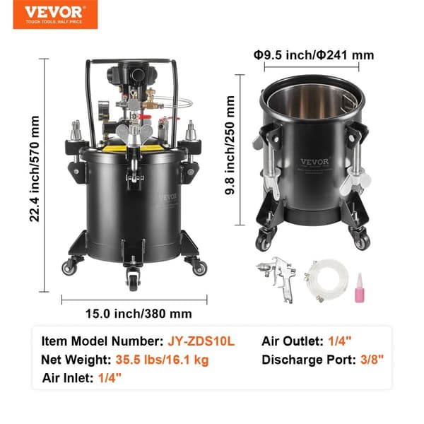 Spraymalingstrykbeholder, 10L kapacitet, automatisk omrøring,10L automatisk
