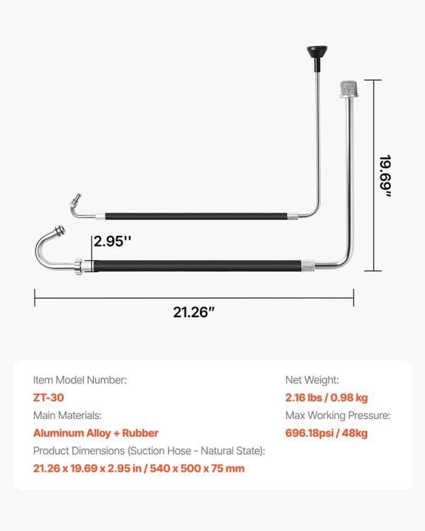 VEVOR Sugslang, Hållbar Aluminiumlegering, Högt Tryck 696,18 psi,Blå