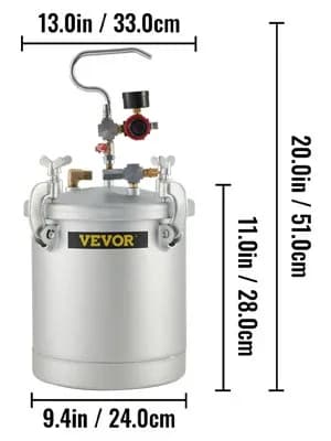 Högtrycksfärgtank, 10L kapacitet, 45-60 PSI driftstryka, solid kolstålmaterial,3.0 till 4.0 bar