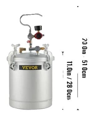 Högtrycksfärgtank, 10L kapacitet, 45-60 PSI driftstryka, solid kolstålmaterial,3.0 till 4.0 bar