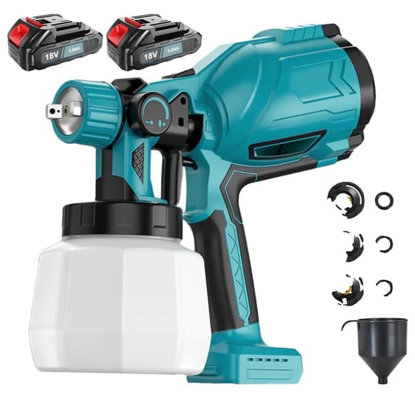 Batteridriven färgspruta, 600W effekt, 1000ML behållare, 2 batterier,med 2 Batteri