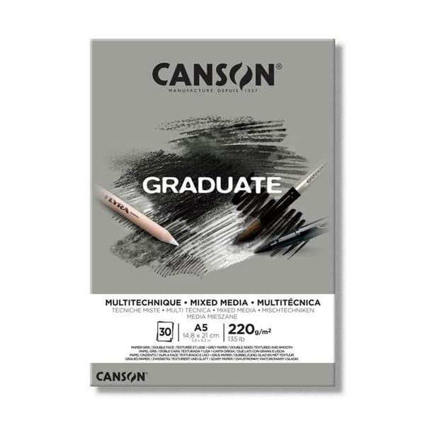Graduate Mixed Media Paper Pads Grå - A5 - 220g/m² - 30 ark