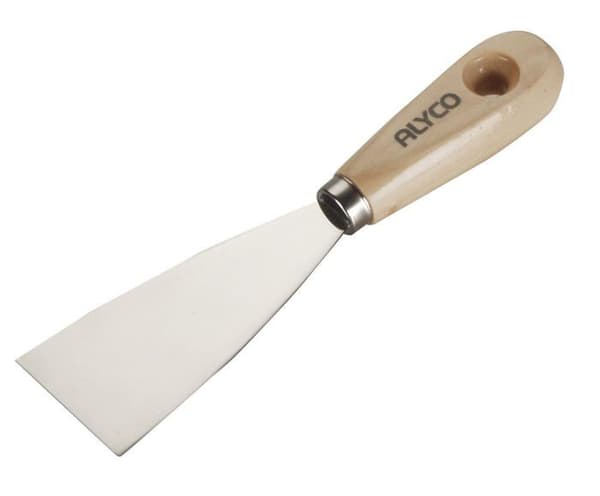 Alyco färgbricka - 196375 - Flexibel kolstålspatel med trähandtag, 75 mm