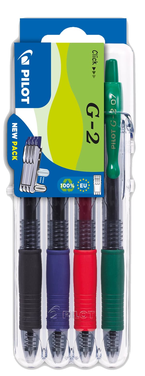 Gelbläckpenna Set2Go G-2 4-pack Svart/Blå/Röd/Grön Pilot