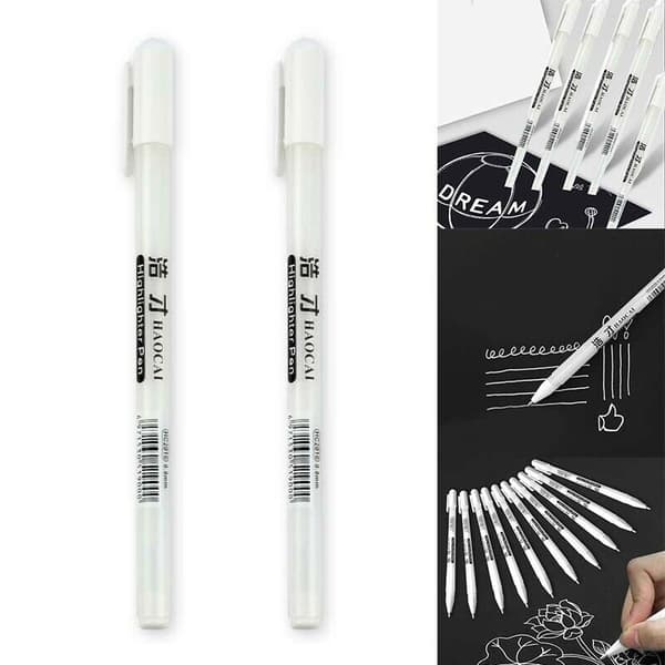 3-pack Vit märkpenna, blackboardpenna med 0.8mm kulspets-udd