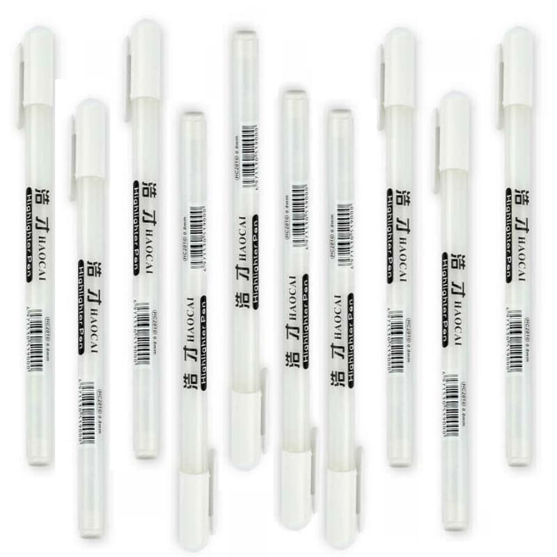 10-pack Vit märkpenna, blackboardpenna med 0.8mm kulspets-udd